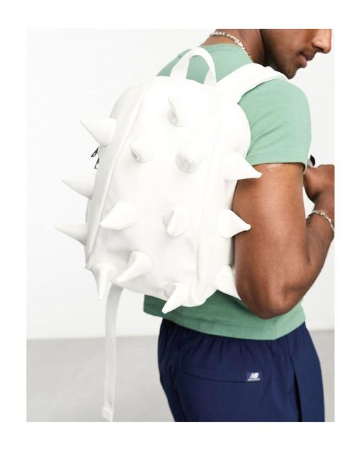 ASOS White Studded Faux Leather Backpack for men