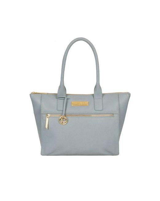 Pure Luxuries Blue 'Faye' Cashmere Leather Tote Bag