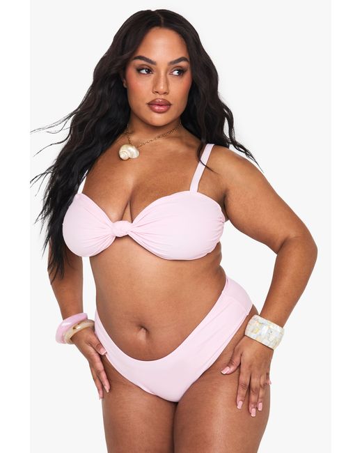 Boohoo Pink Plus Knotted Bikini