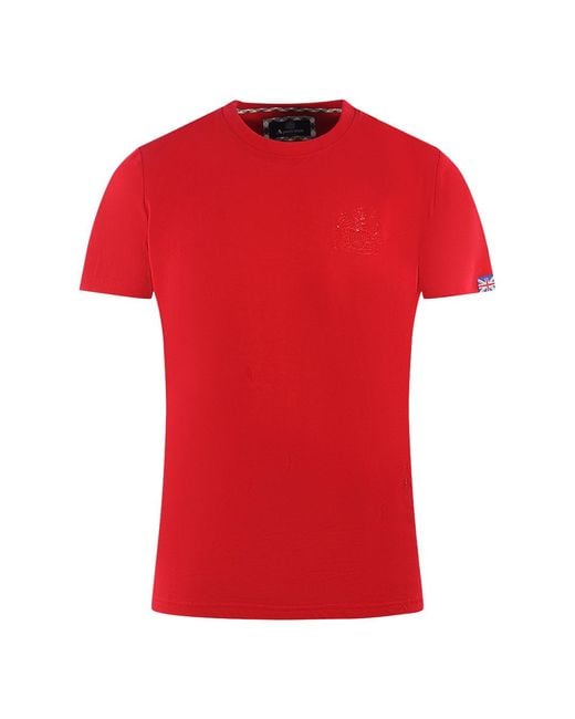 Aquascutum Red London Tonal Aldis Logo T-Shirt for men