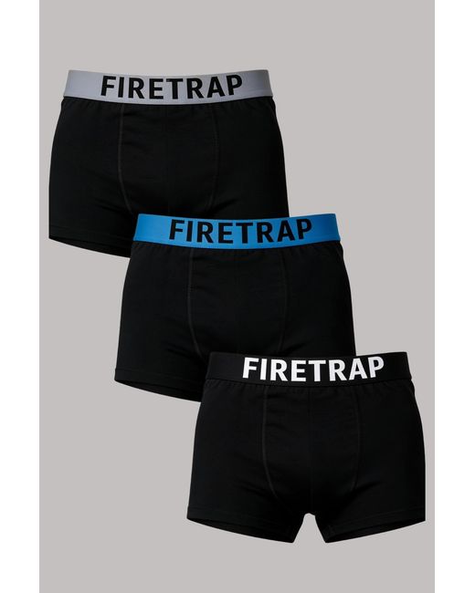 Firetrap Blue 3 Pack Cotton Stretch Boxers With Logo Waistband for men