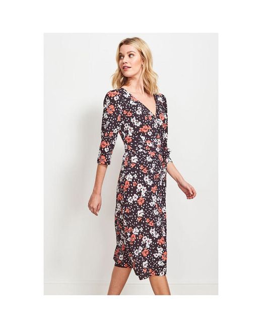 Sosandar White Floral Print Wrap Dress