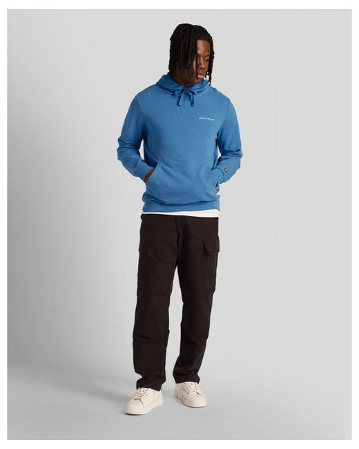 Lyle & Scott Blue Loopback Embroidered Hoodie for men