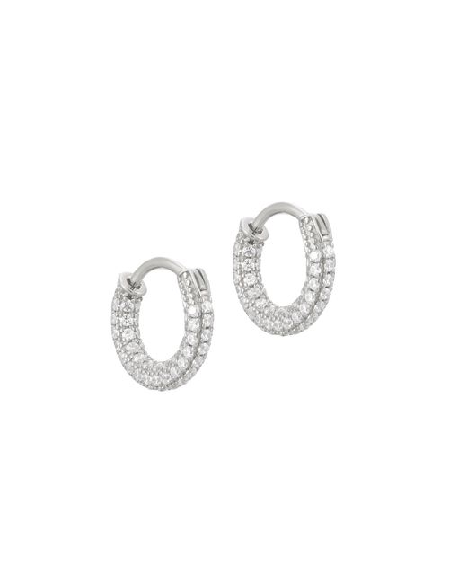 SEOL + GOLD Metallic Sterling Pave Cz Huggie Hoops