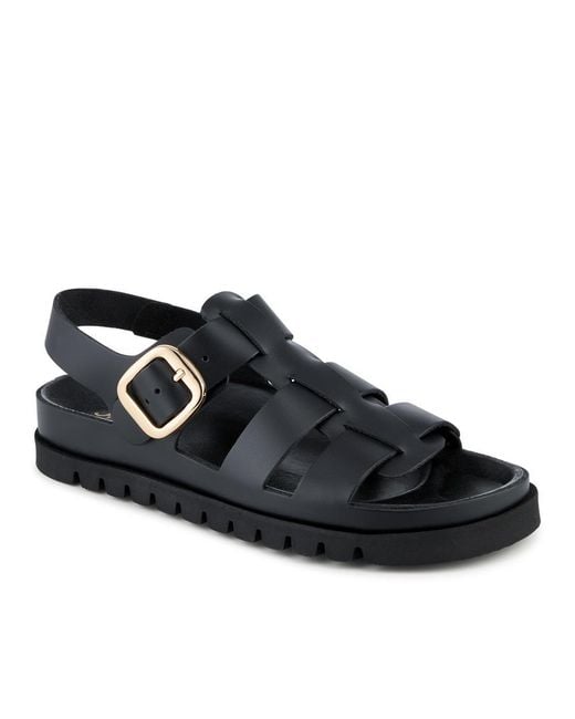 Jones Bootmaker Black Isha Leather Buckled Fisherman Sandals