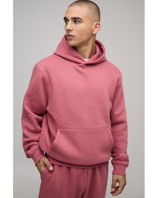 BoohooMAN Pink Basic Regular Fit Over The Head Hoodie for men