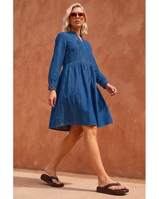 Roman Blue Petite Denim Tunic Dress
