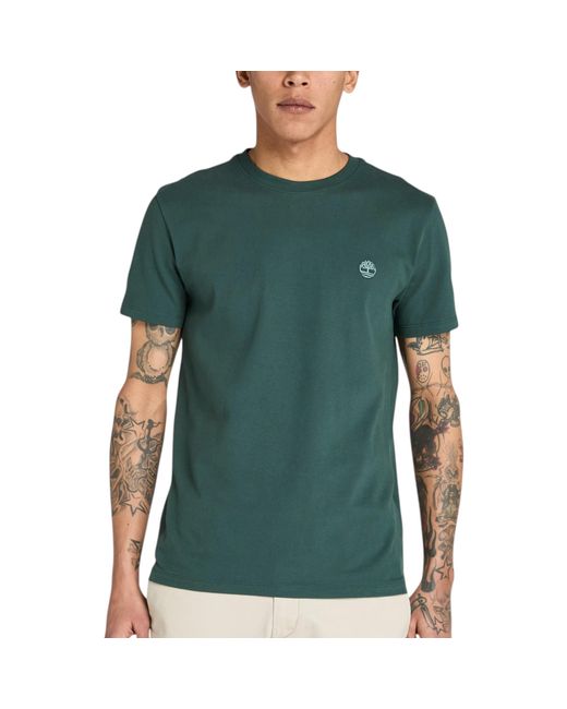 Timberland Green T Shirts Classic Logo Summer Crew Neck Dunstan River Tops New for men
