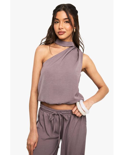 Boohoo Purple Woven Asymmetric Top