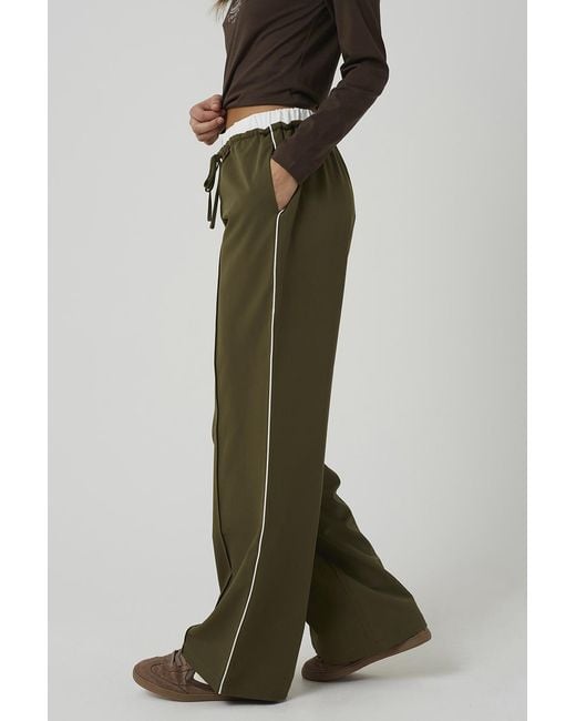 Brave Soul Green Contrast Waistband Tailored Trousers