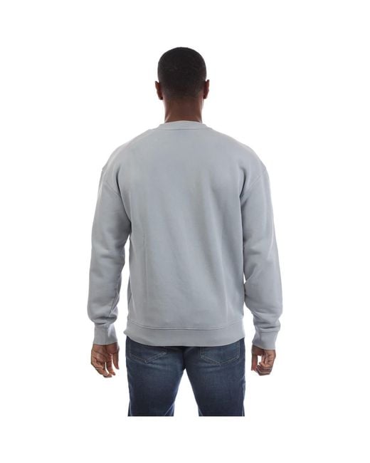 HUGO Gray Crew Neck Drop Shoulder Long Sleeve Sweatshirt for men