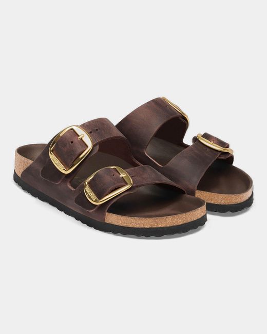 Birkenstock Brown Arizona Big Buckle Oiled Leather Sandals