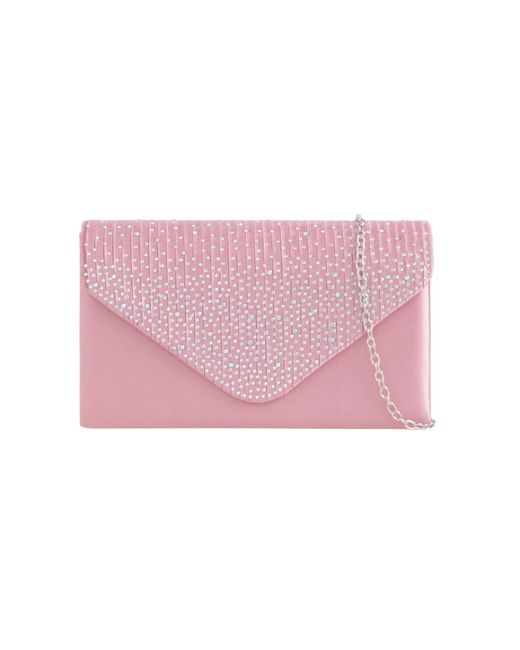 SVNX Pink Diamonte Clutch Bag