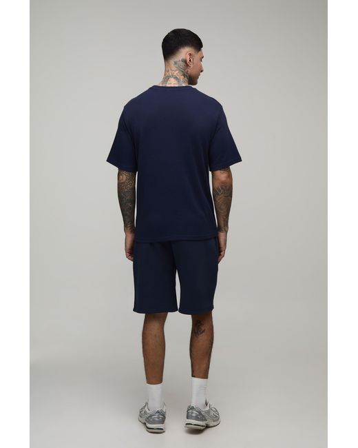 BoohooMAN Blue Tall Essential Regular Waffle T-Shirt for men