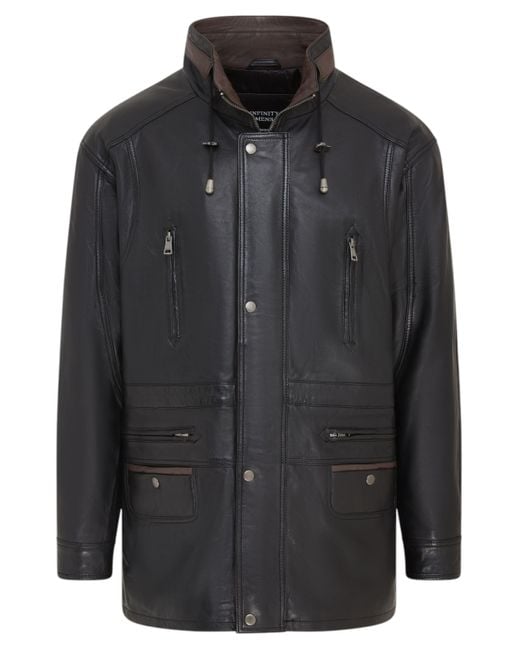 Infinity Leather Black Soft Italian Parka Coat-Winnipeg Lamb Leather for men