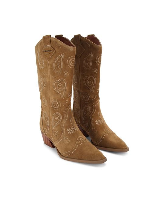 Kurt Geiger Brown Suede Paisley Cowboy Boots