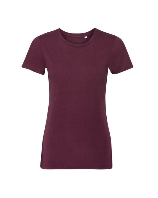 Russell Purple Ladies Organic Short-Sleeved T-Shirt Cotton