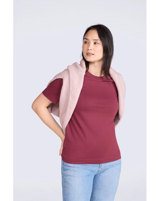 Mountain Warehouse Red 'Everyday Fit' T-Shirt Sun Protection Breathable Tee Cotton