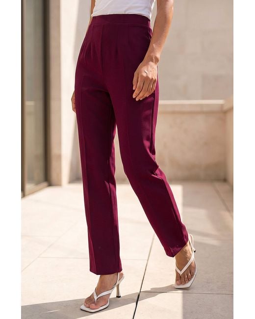 Roman Red Petite Straight Leg Ponte Stretch Trouser