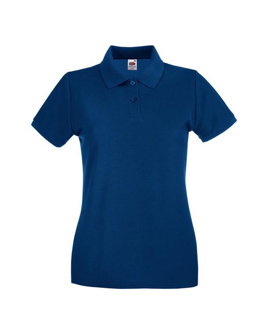 Fruit Of The Loom Blue Ladies Premium Cotton Pique Lady Fit Polo Shirt