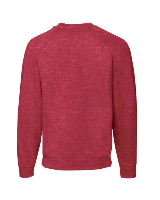 Fruit Of The Loom Red Raglan Sleeve Belcoro Sweatshirt (Heather) for men