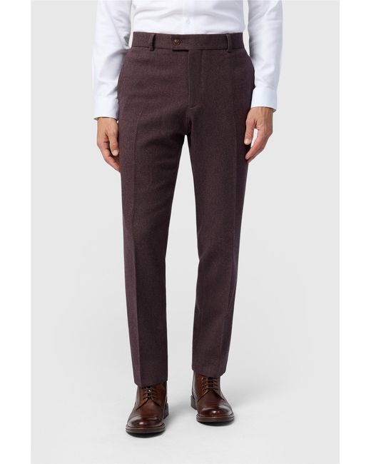 Antique Rogue Red Flat Fronted Slim Fit Suit Trousers for men