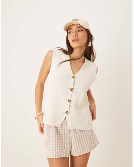 ASOS Natural Slub Knit Relaxed Fit Waistcoat