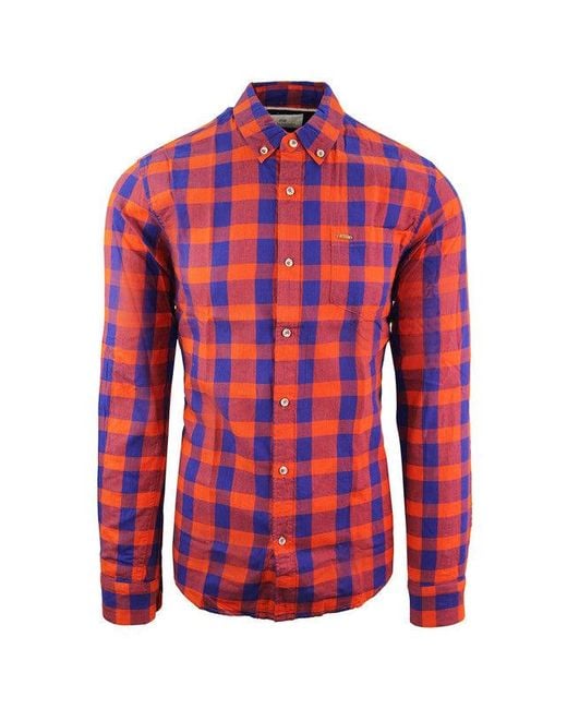 Scotch & Soda Red Checked Shirt for men