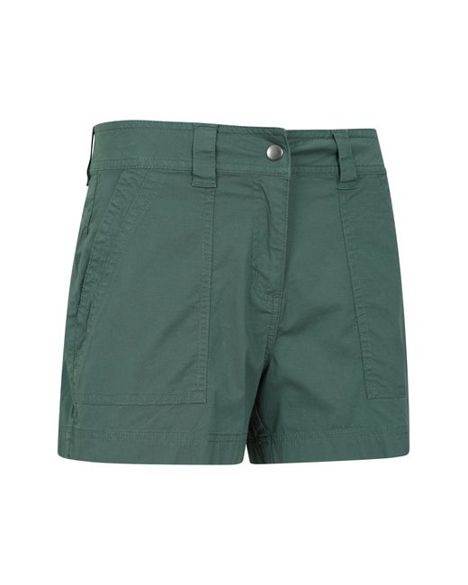Mountain Warehouse Green 'Coast' Shorty Shorts With Multiple Pockets Breathable Summer Bottoms Cotton