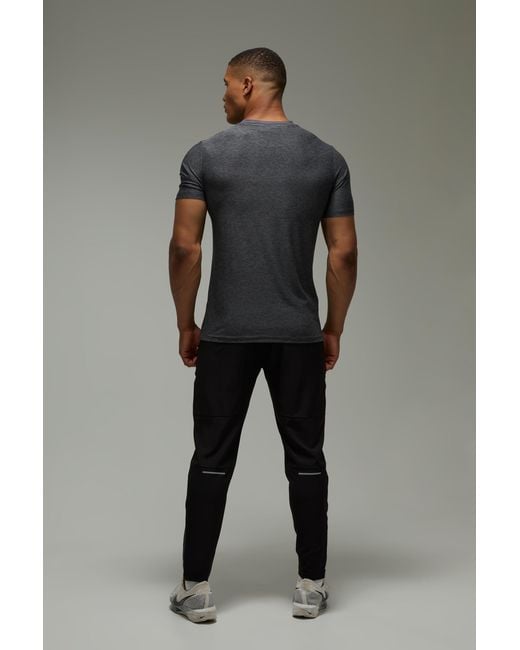 BoohooMAN Gray Active Performance Regular Fit Marl T-Shirt for men