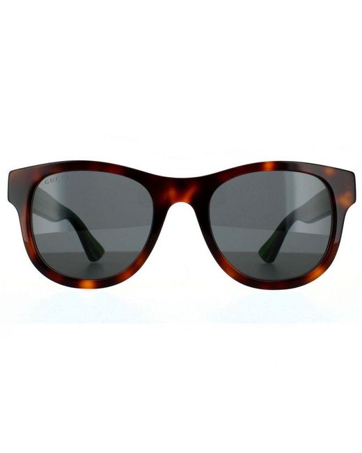 Gucci Black Rectangle Havana Sunglasses for men