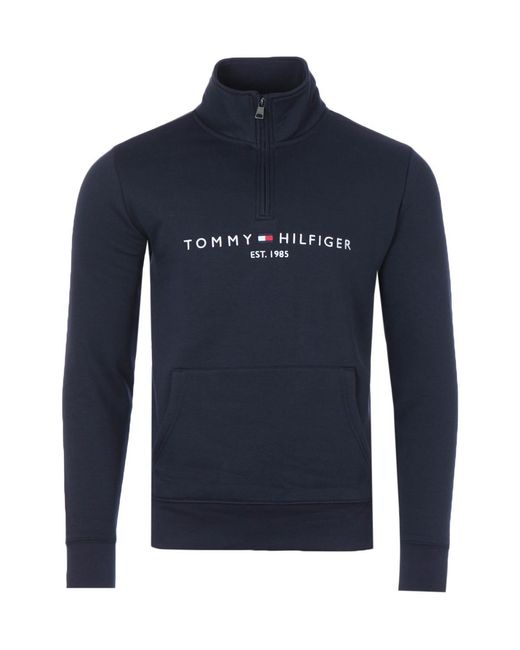 Tommy Hilfiger Blue Half Zip Sweatshirt for men