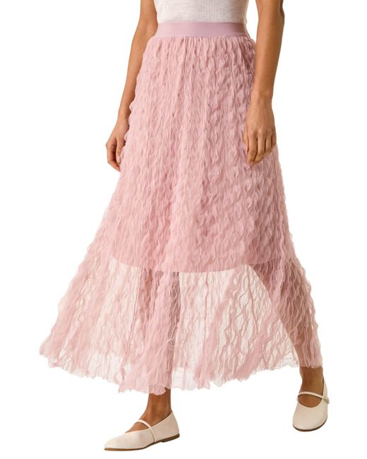 Roman Pink Textured Mesh Skirt