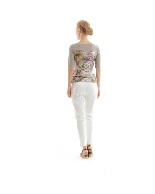 Conquista White Animal Print & Solid Colour Top