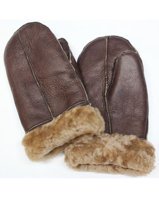 Infinity Leather Brown Sheepskin Mittens