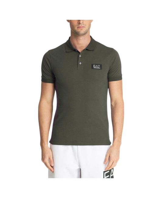 Armani Green Polo Shirts Slim Fit Short Sleeve Cotton for men