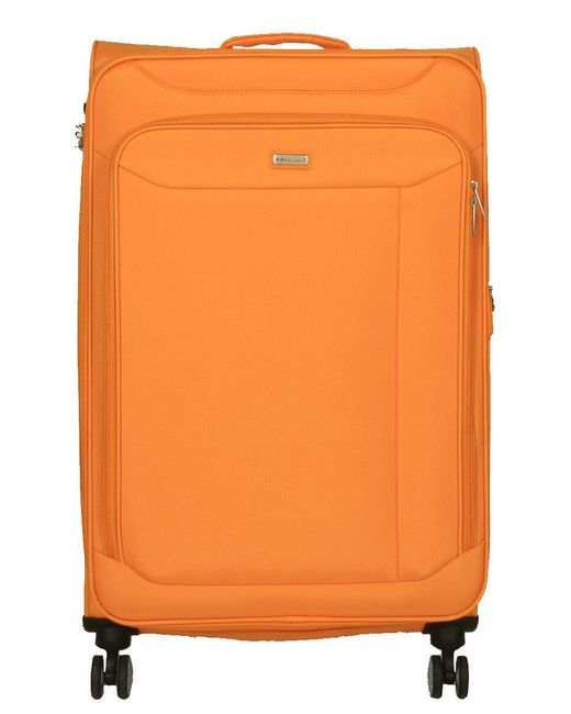 Infinity Leather Lichte Gele Koffer 4 Wiel Bagage Reis Cabin Tsa Zachte Tas in het Orange