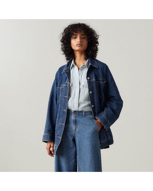 Levi's Blue Levi's Solid Patterned Trucker Denim Jacket With Flap Pocket