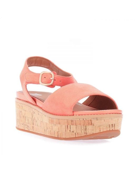Fitflop Pink Womenss Fit Flop Eloise Suede Back-Strap Wedge Sandals