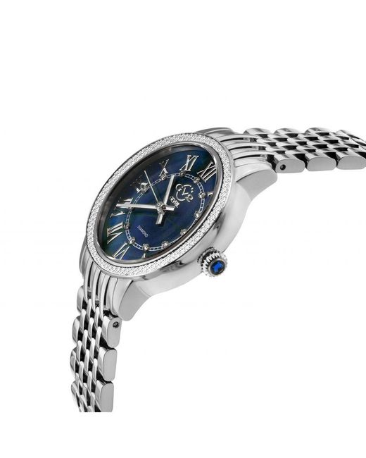 Gv2 Blue Astor Iii Mop Dial Swiss Quartz Stainless Steel Diamond Watch