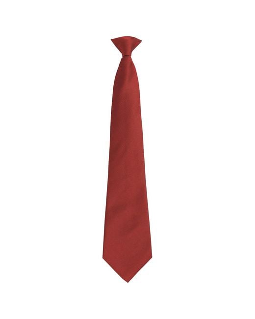PREMIER Red Adult Colours Fashion Plain Clip-On Tie