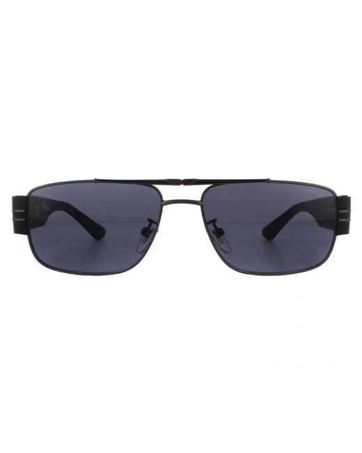 Police Black Rectangle Matte Gunmetal Gradient Sunglasses for men