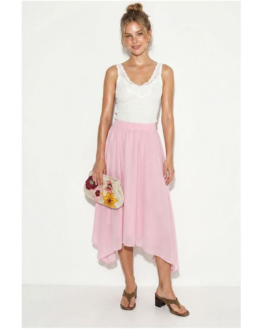 Bianco Lucci Pink High-Waist A-Line Midi Skirt