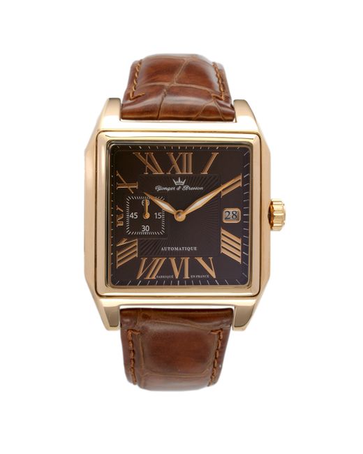 Yonger Brown Dial Leather Roman Numerals Watch for men