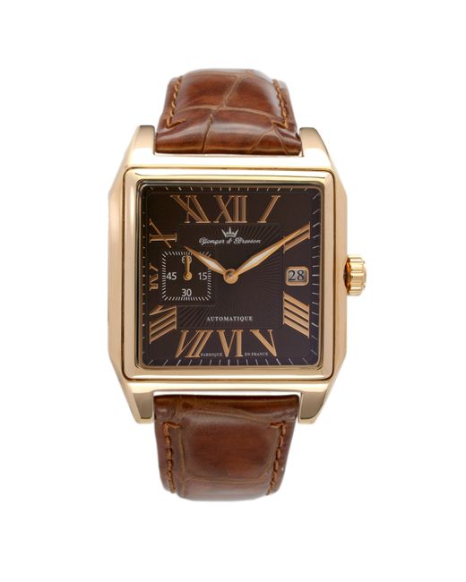 Yonger Brown Dial Leather Roman Numerals Watch for men