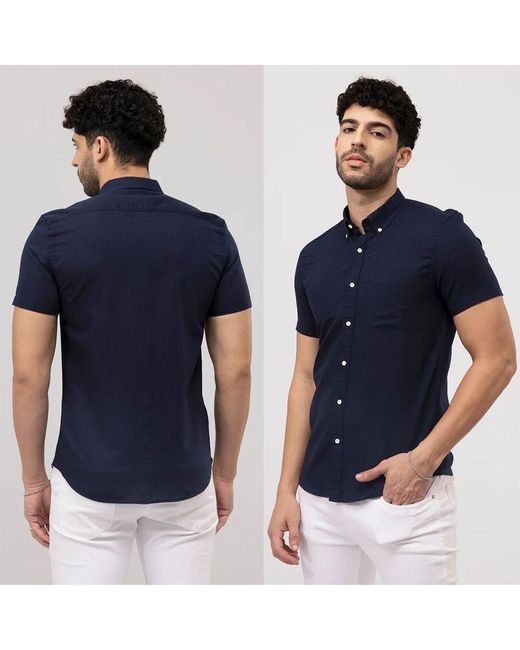 Jack & Jones Blue Slim Fit Short Sleeve Shirt for men