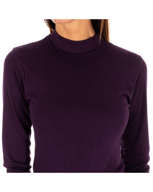 Kisses&Love Purple Long-Sleeved T-Shirt With Half-High Collar 1625-M