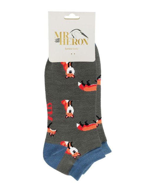 Mr Heron Blue Bamboo Trainer Socks for men