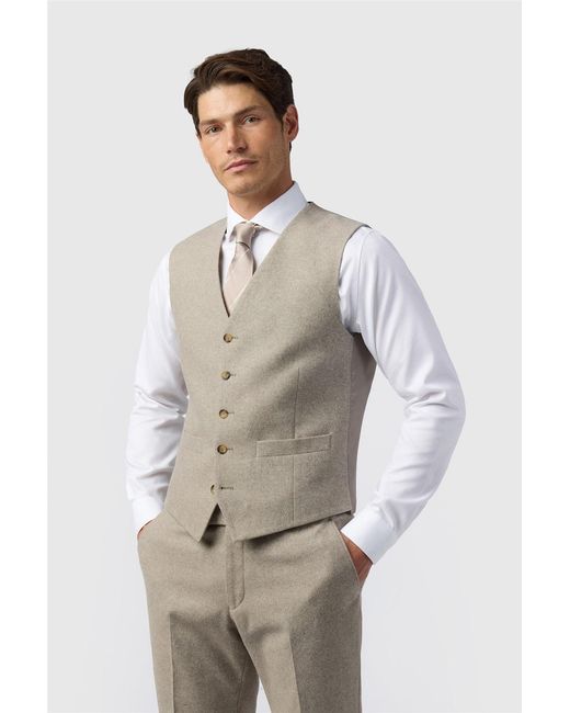 Alexandre Silver Label Natural Single Breasted Sleeveless Five Button V-Neck Plain Tailored Suit Waistcoat for men
