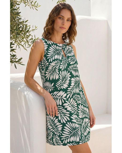 Roman Green Petite Button Shift Dress